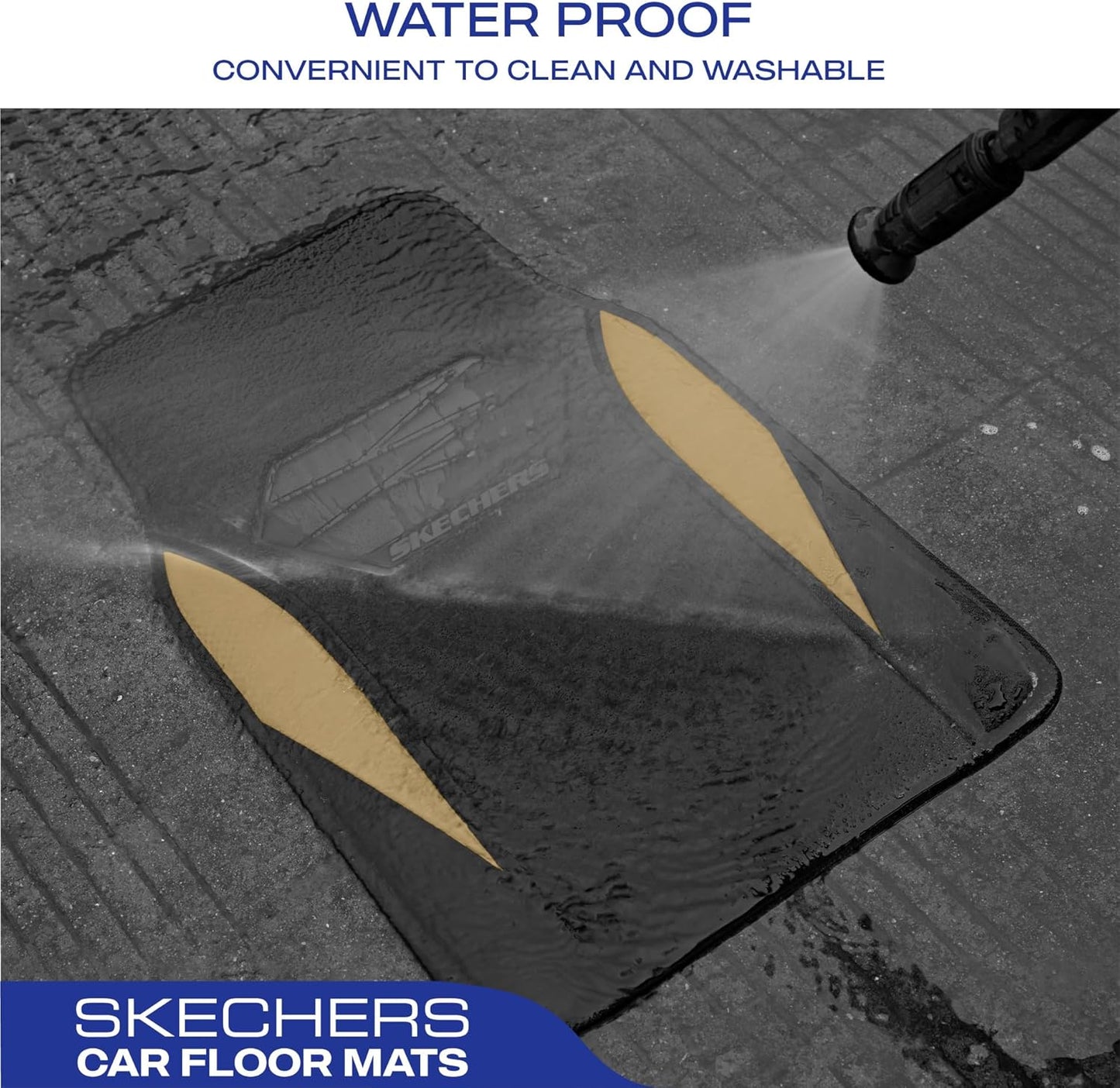 Skechers Car Floor Mats,Waterproof Universal Fit Car Mats,Faux Leather Car Floor Mats,Carbon Floor Mats for Cars with Anti-Slip Skechers Heel Pad Fit for SUV,Vans,Sedans,Trucks,Beige