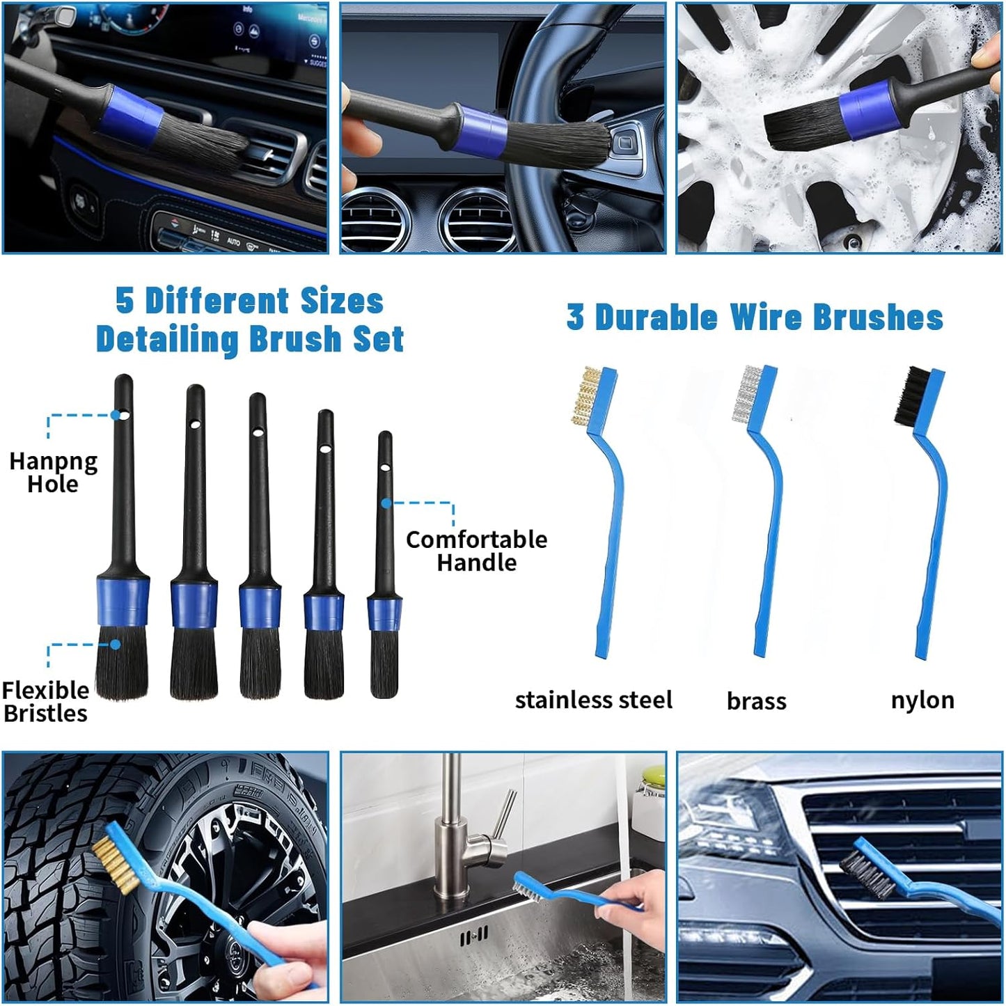 Car Detailing Kit,36pcs Car Detailing Brush Set,Car Cleaning Kit with Professional Car Detailing Brush Set,Auto Detailing Brush Set,Car Wash Kit,Car Detailing Kit Interior Exterior Wheels Cleaner