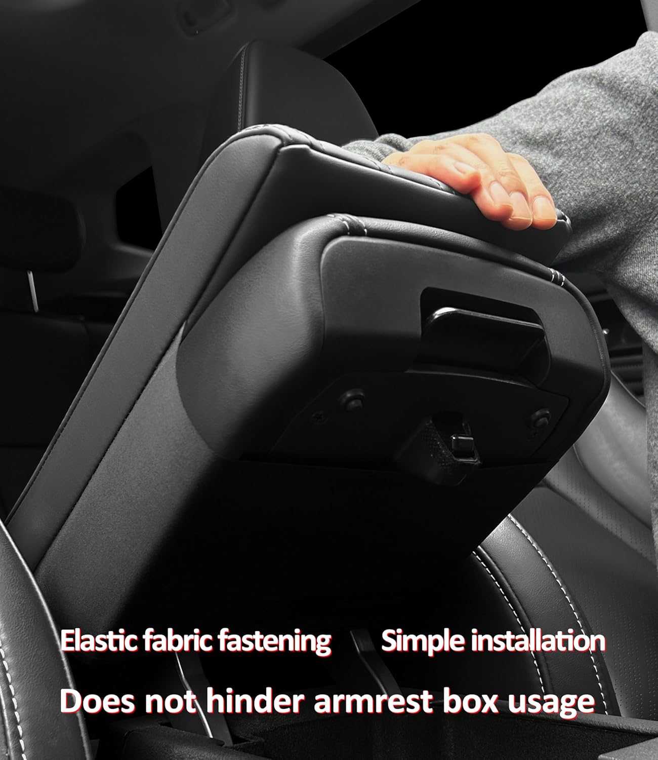 Car Center Console Cover pad PU Leather,Black Armrest Box mat, Vehicle Arm Rest Cushion Protector,Memory Foam napa Leather,Consoles Hand Rest Pillow (sizeB 14 x 8 x 2.2 inch)