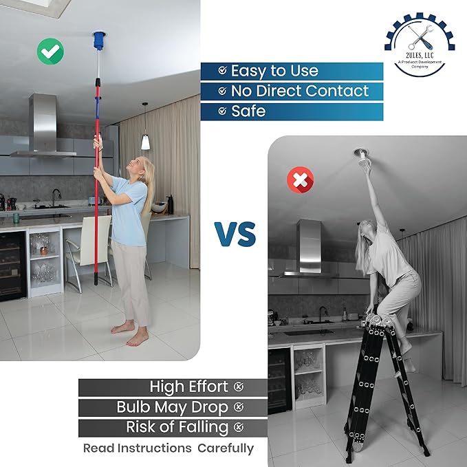 Light Bulb Changer for High Ceilings - Vacuum Operated High Ceiling Light Bulb Changer Tool, Remote-Controlled Bulb Changing Kit (Pole not Included)