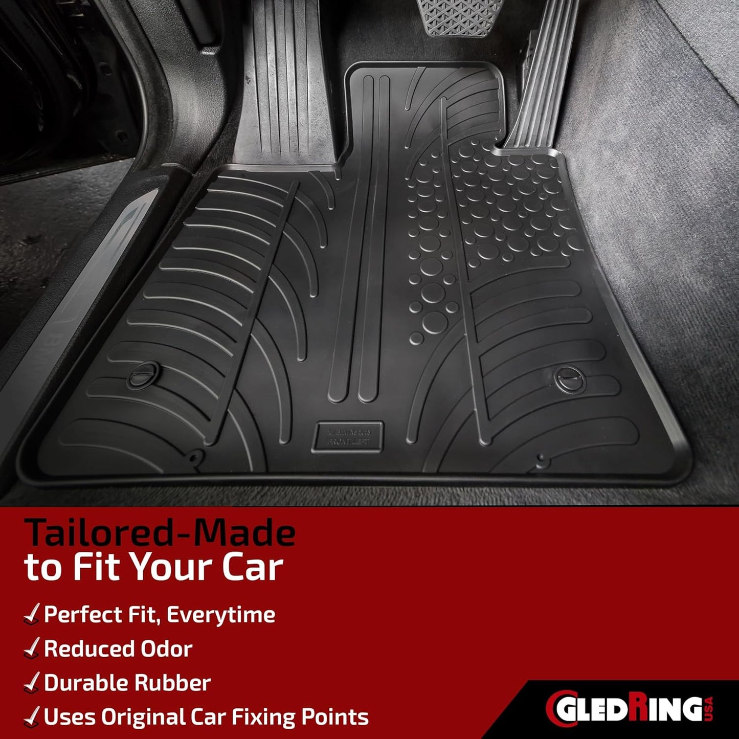 Gledring USA Custom Fit All-Weather Rubber Floor mats Compatible with Land Rover LR4 2009-2016, No Trimming Required, Tailored Custom Fit, Protects from Rain, Mud and Snow