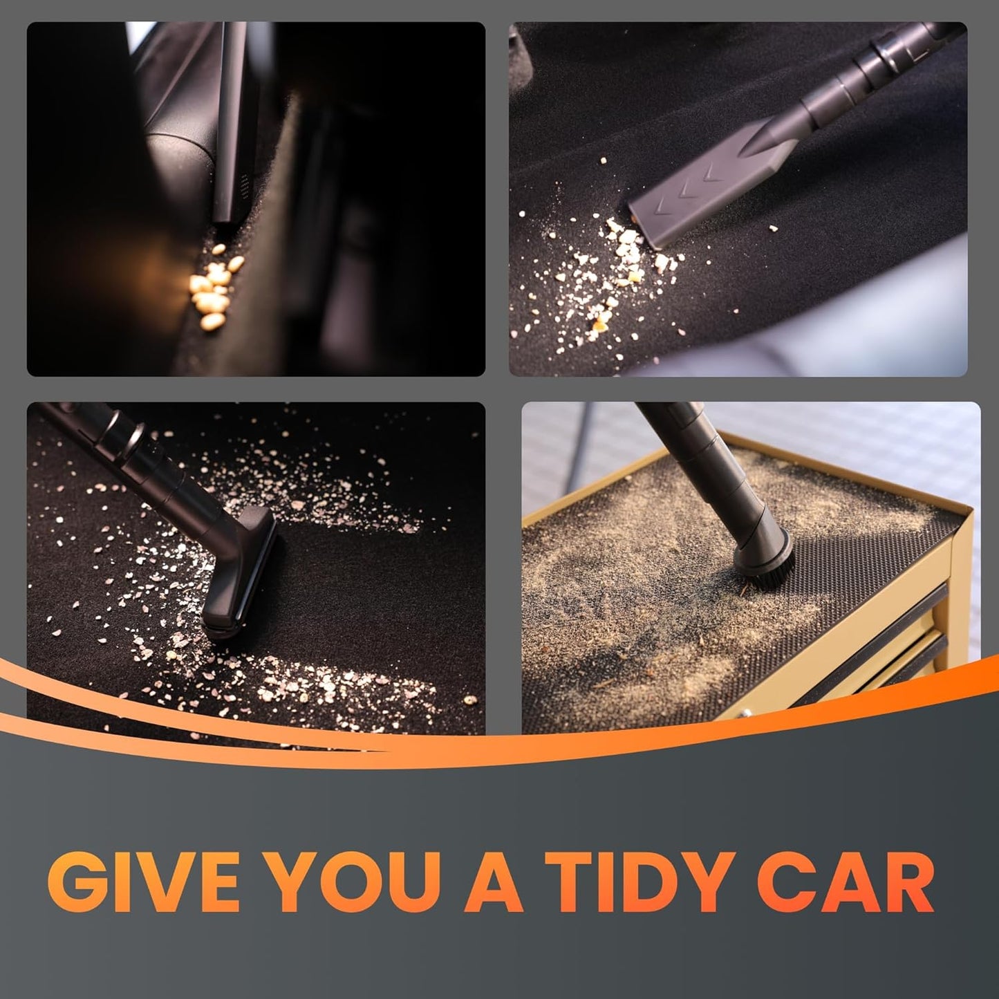 Giraffe Tools Grandstorm Retractable Vacuum Cleaner Wall-Mounted, Shop Wet Dry Vacuum Cleaner with 6 Nozzles for Car Detailing Remote Control Garage Vacuum, Grey