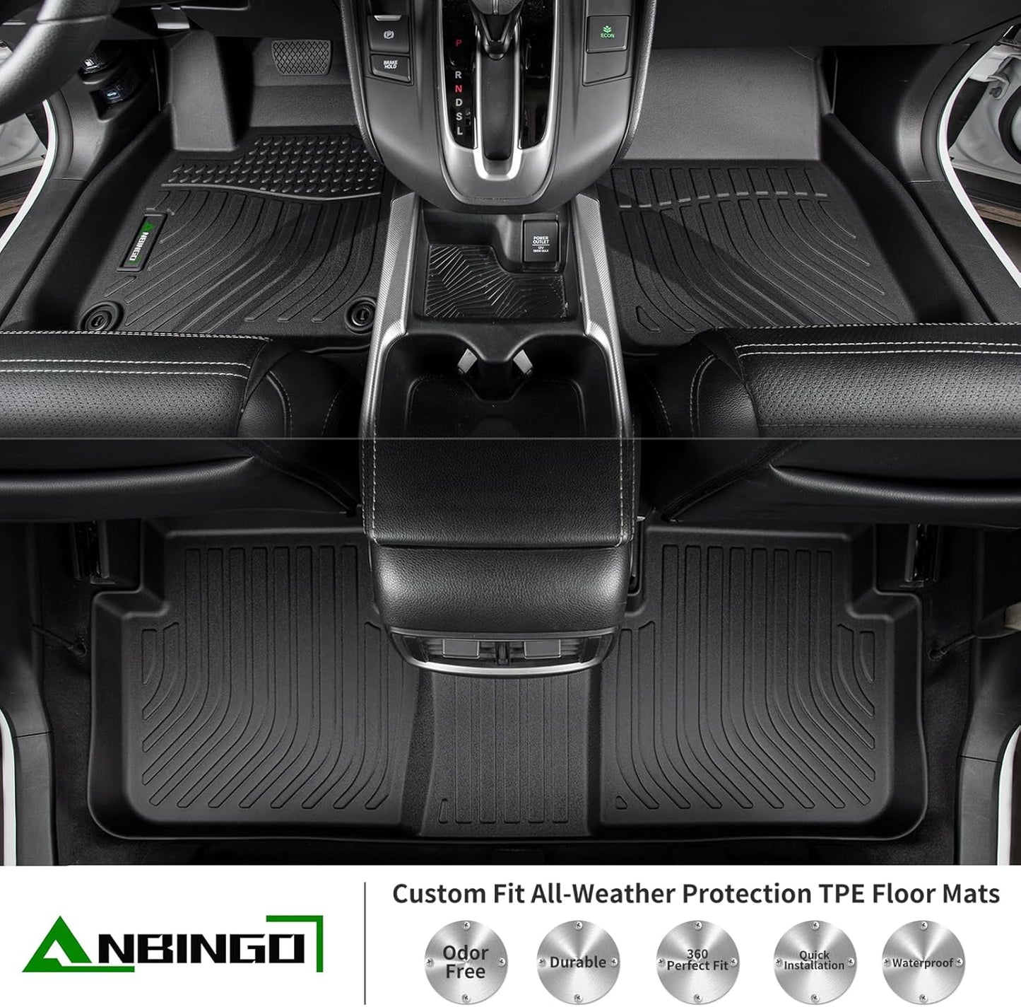 ANBINGO®Floor Mats Fit for Ford Escape 2013-2019 & 2013-2018 C-Max All Weather Mats for Escape TPE Car Mat Rugs for C-Max Rubber Trunk Carpet for Ford Escape Automotive Accessories