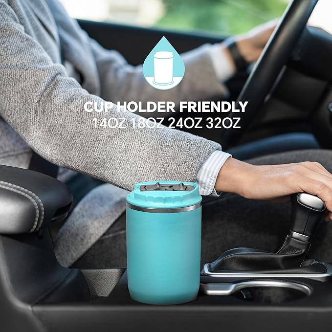 Ideus Insulated Tumbler with Lid and Straw 24 oz, Stainless Steel Double-Wall Vacuum Leak-Proof Travel Coffee Mug, Cup Holder Friendly, Sky Blue
