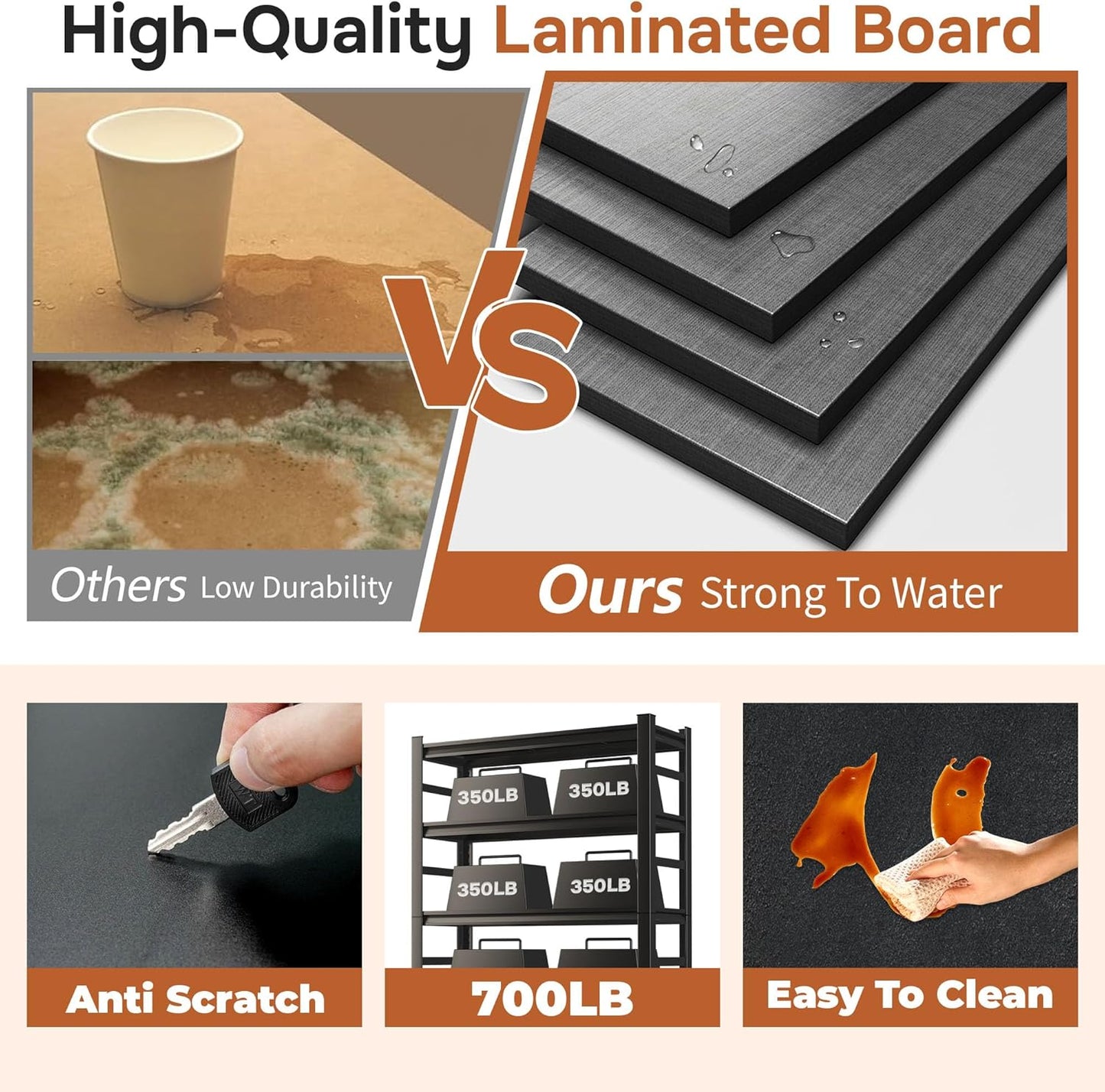 88" H Garage Shelving 5 Tier Storage Shelves Heavy Duty 3800LBS Adjustable Shelf Unit Metal Garage Shelving for Warehouse Industrial Basement, 88" H x 47" W x 24" D, Black