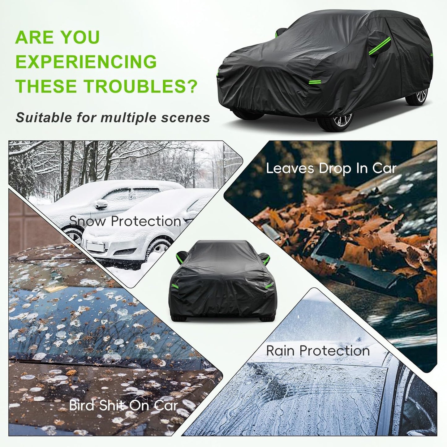 KouKou SUV Car Cover Waterproof All Weather, 7 Layers Outdoor Jeep Car Covers for Automobiles Rain Snow UV Protection, Universal Fit BMW X5, Ford Explorer, Acura MDX, ect.(Length 191-201 inch)