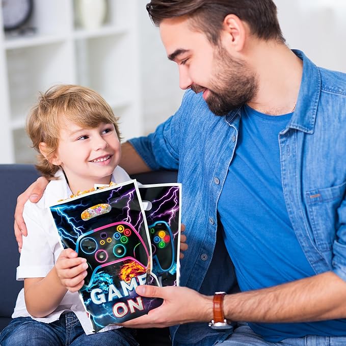 Video Game Party Favor Bags - 50Pcs Video Gaming Sweet Goody Candy Treat Gifts Bags, Game on Themed Party Decorations for Kids Gamers Players Birthday Gaming Events Supplies