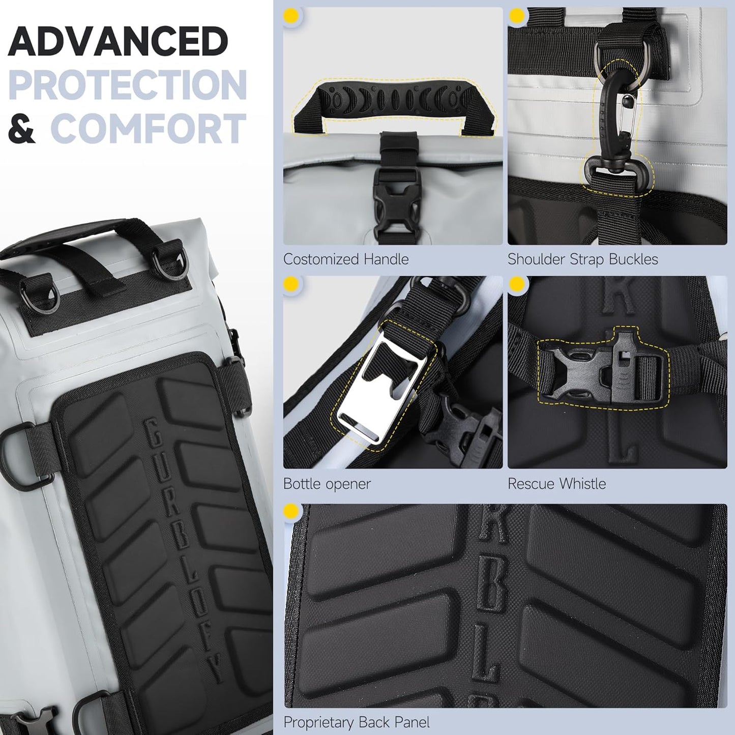 Motorcycle Tail Bag, 15L Waterproof Motorcycle Saddle Bag, 2 Size and 3 Color Options Luggage Bag, PVC Travel Bag, Rear Seat Bag, Stone Grey GT-15GRY