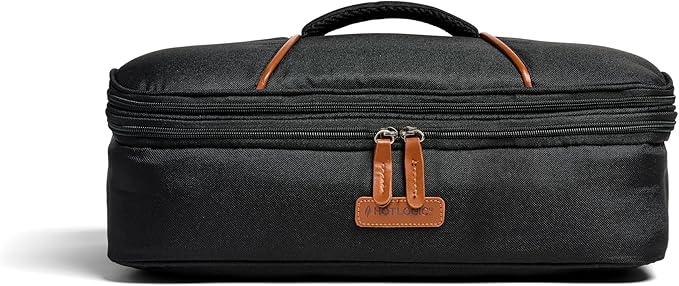 HOTLOGIC Max XP Large Portable Electric Lunch Box Food Heater W/Glass - Expandable Food Warmer Tote and Heated Lunchbox for Adults Work/Car/Home - Cook, Reheat, and Keep Your Food Warm - Black - 120V