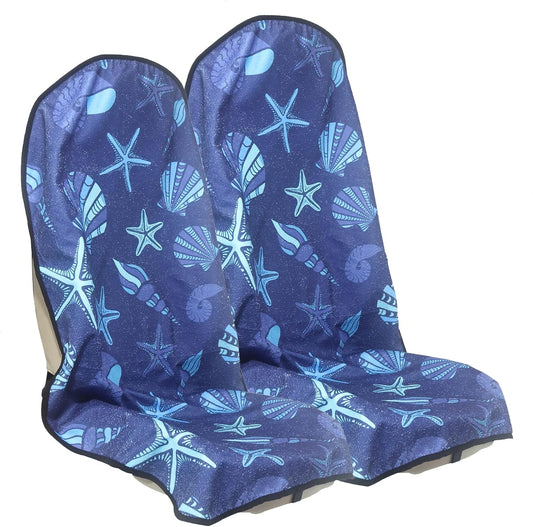 Car Seat Cover Protector Front Seats,for Gym Workout,Running,Swimming,Beach and Hiking,Waterproof Sweat Towel Bucket Seat Covers for Cars SUV Trucks (Conch Shells Starfish, 2Pcs)