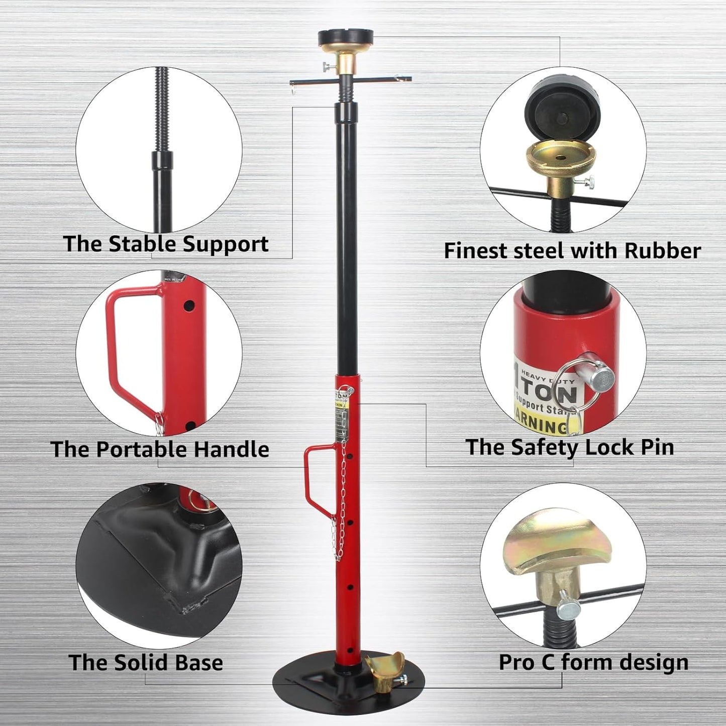 BESTOOL 1-Ton (2000Ibs) Underhoist Support Stand with Handle, Adjustable Height 30.7'' to 70.8'', Multi-Functional Topped Adapter, Easy Switching, Supporting Vehicle Components（US Patented）