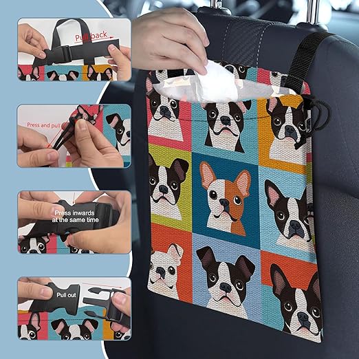 Lovely Dogs Car Garbage Bag, 5.1L Rectangular, Foldable, Multi-Purpose, Easy to Clean