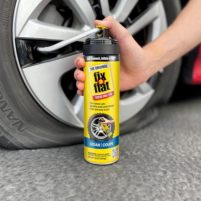 Fix-A-Flat S60420-6PK Aerosol Emergency Flat Tire Repair and Inflator, for Standard Tires, Eco-Friendly Formula, Universal Fit for All Cars, 16 oz. (Pack of 6)