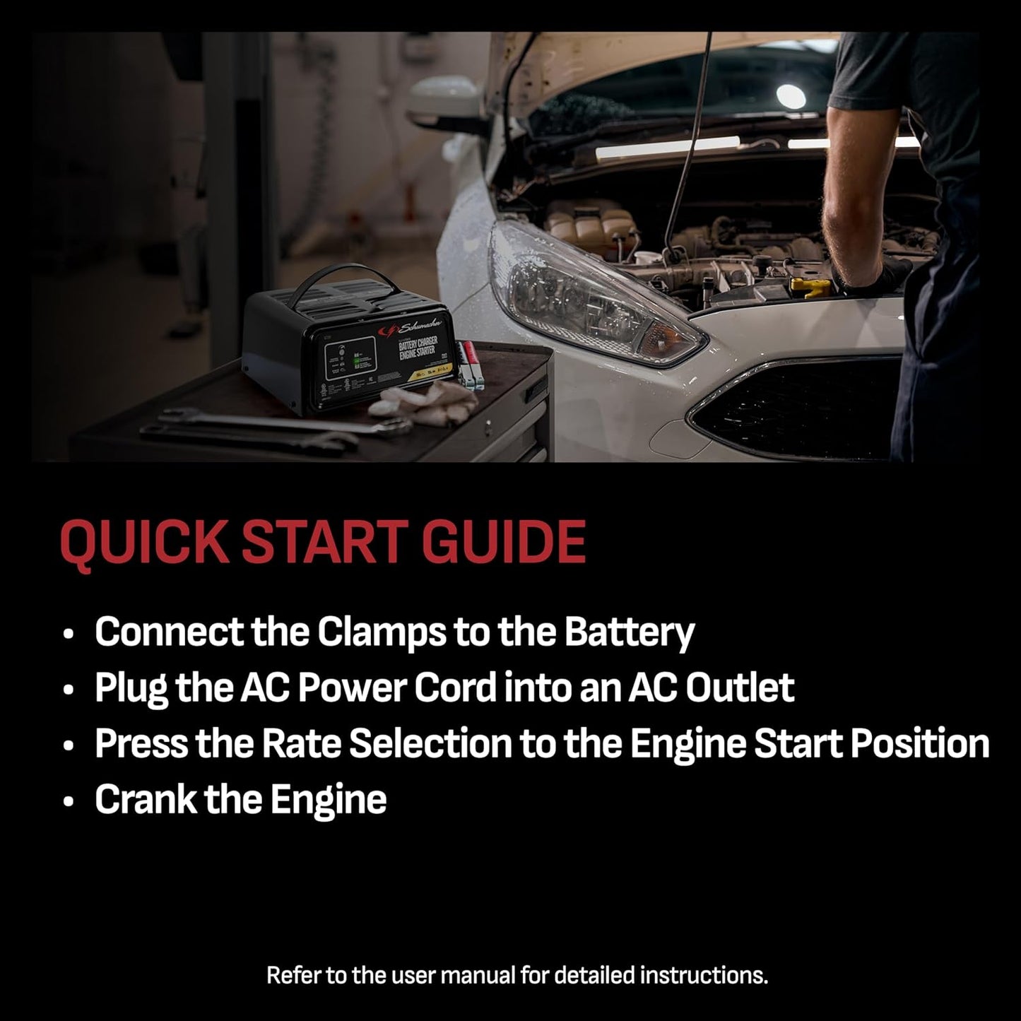 Schumacher Electric 50A 12V Car Battery Charger, Engine Starter & Maintainer - Fully Automatic Battery Charger for Cars, Trucks & RVs - 6A Charge/ 2A Maintain & 10A Boost Modes - SC1361