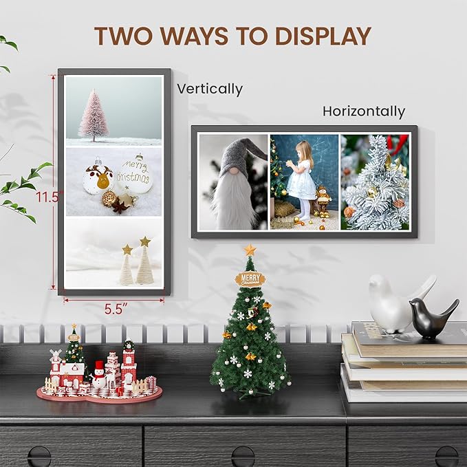 Heimlove 6x12 Metal Picture Frame,Black Aluminum Photo Frames-Real Tempered Glass,Mounting Horizontally or Vertically Decor for Wall-1Pack