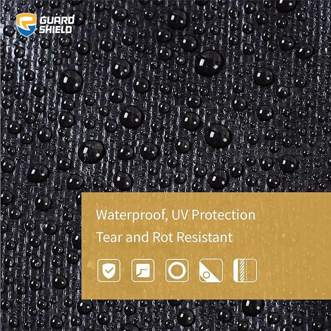 GUARD SHIELD Tarps Heavy Duty Waterproof 8x10 Feet Black Poly Tarp Cover Outdoor Thick UV Resistant Tarpaulin with Grommets 10mil