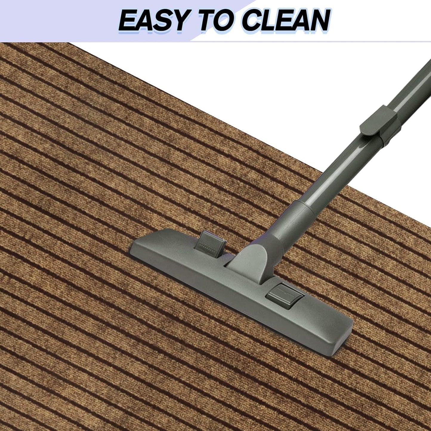 Custom Size Backed Non-Slip Area Rugs Runner, Easy Clean, Waterproof Runner Rugs for Hallway Entryway, Kitchen, Laundry, 4FT x 50FT, Brown Stripe