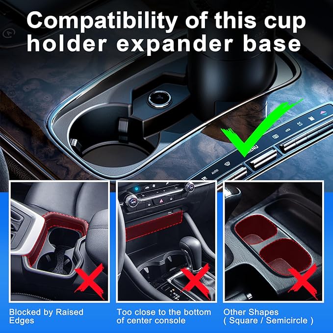 Cup Holder Expander, Automatic Car Cup Holder Expander Holds Large Water Bottles, Compatible with Yeti, Stanley, Owala Tumbler & Mugs, Adjustable Arms & Extendable Base Insert (CUP03T, 1PACK)