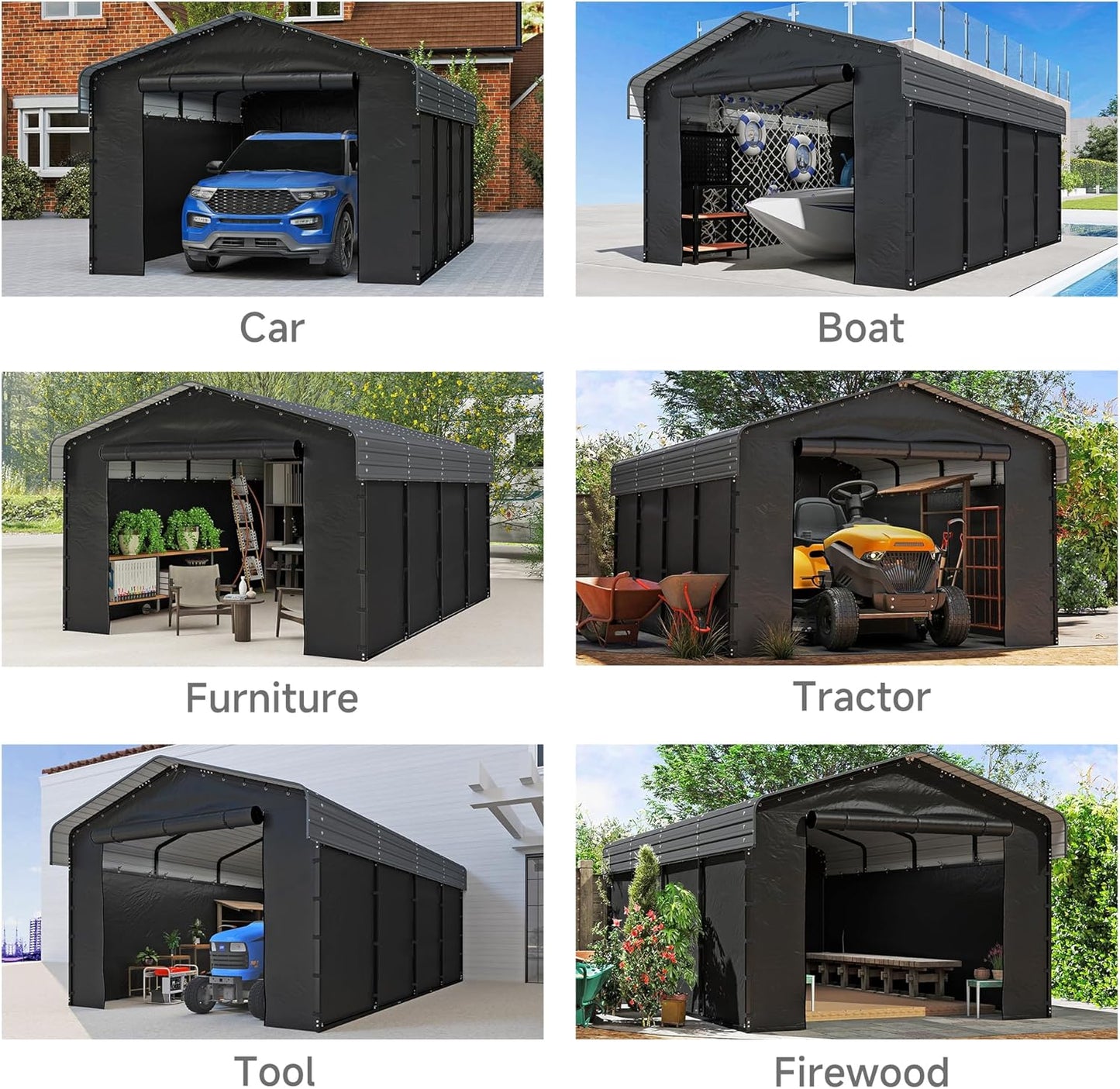 Real Relax 12'x20' Heavy Duty Metal Carport, Outdoor Garage Car Shelter Shade with Galvanized Roof & Removable Sidewalls, Heavier Metal Frame for Car and Boats, Truck Grey