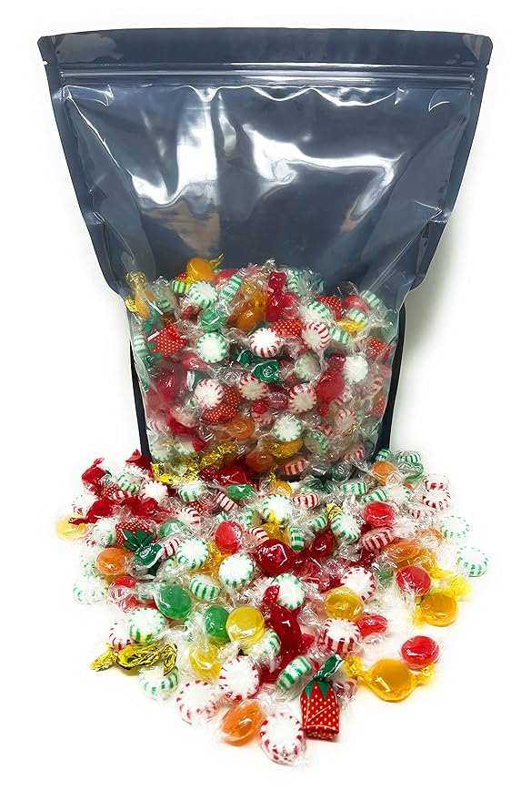 American Old Fashioned Hard Candy - 6 lbs - Peppermint and Spearmint Starlights, Cinnamon Disks, Butterscotch, Strawberry Jelly Filled Candy and Fruity Hard Candy - Bulk Holiday Classics Assortment- Individually Wrapped, 96 oz.