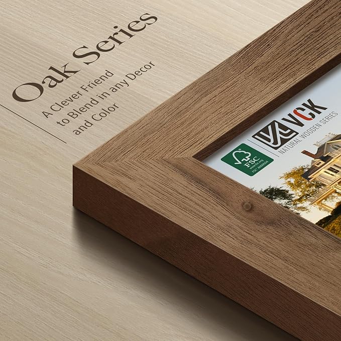VCK 8.5x11 Brown Walunt Picture Frames 3 Pack, High-End Wood Wide Border Poster Frame,Tabletop & Wall Hanging, Multi-Directional Display Family Photos, Office Prints, Studio/Gallery/Home