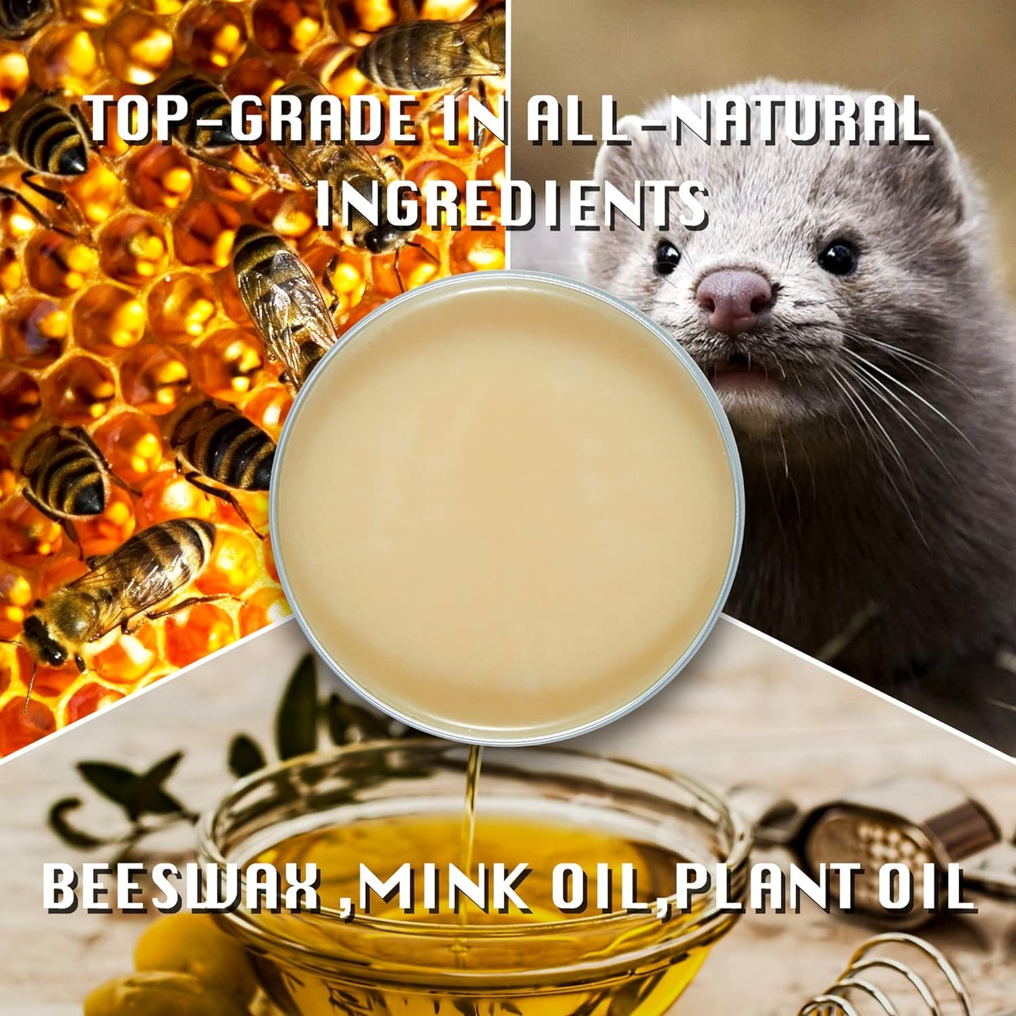 SALTY FISH All-Natural Leather Conditioner and Cleaner,Made with Mink Oil Beeswax,Protect Soften Waterproof Leather Furniture,Car Seats,Shoes,Boots,Bags (7.5 Oz)