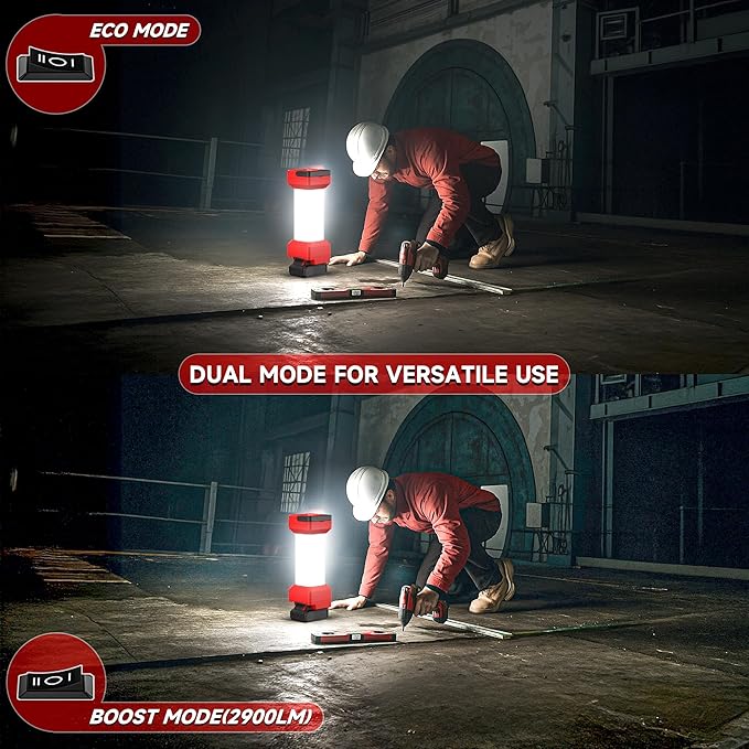 2900LM Cordless LED Work Light for Milwaukee M18 18VBattery,Camping Light with Type-C20W Fast Charging for Hiking, Workshop &Emergency,with Low-Voltage Protection (Battery Not Included)