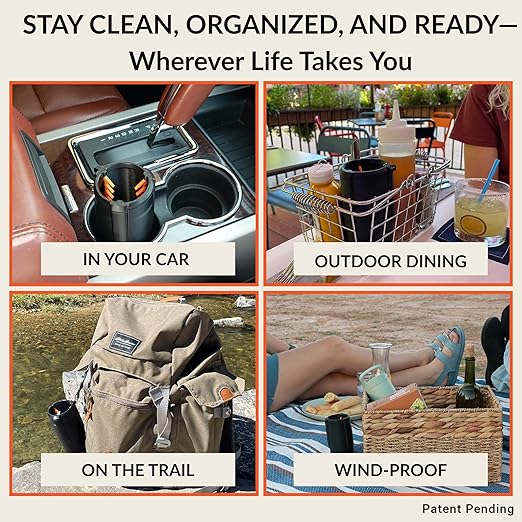 Trash Trapper The Cup Holder Trash Can for Car, Original Patent-Pending Trash Compaction Holds up to 10x More Trash to Save You Time, Portable Trash Can for Car, Stroller, Backpacks, Black