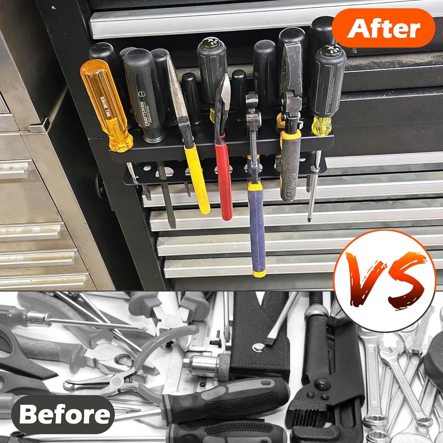 ULIBERMAGNET Magnetic Screwdriver Rack,Heavy Duty Magnetic Tool Holder,Pliers Organizer Rack for Screwdriver, Plier, Shears,Magnetic Mount Tools Rack for Garage,Tool Cart,Pegboards,Workbench