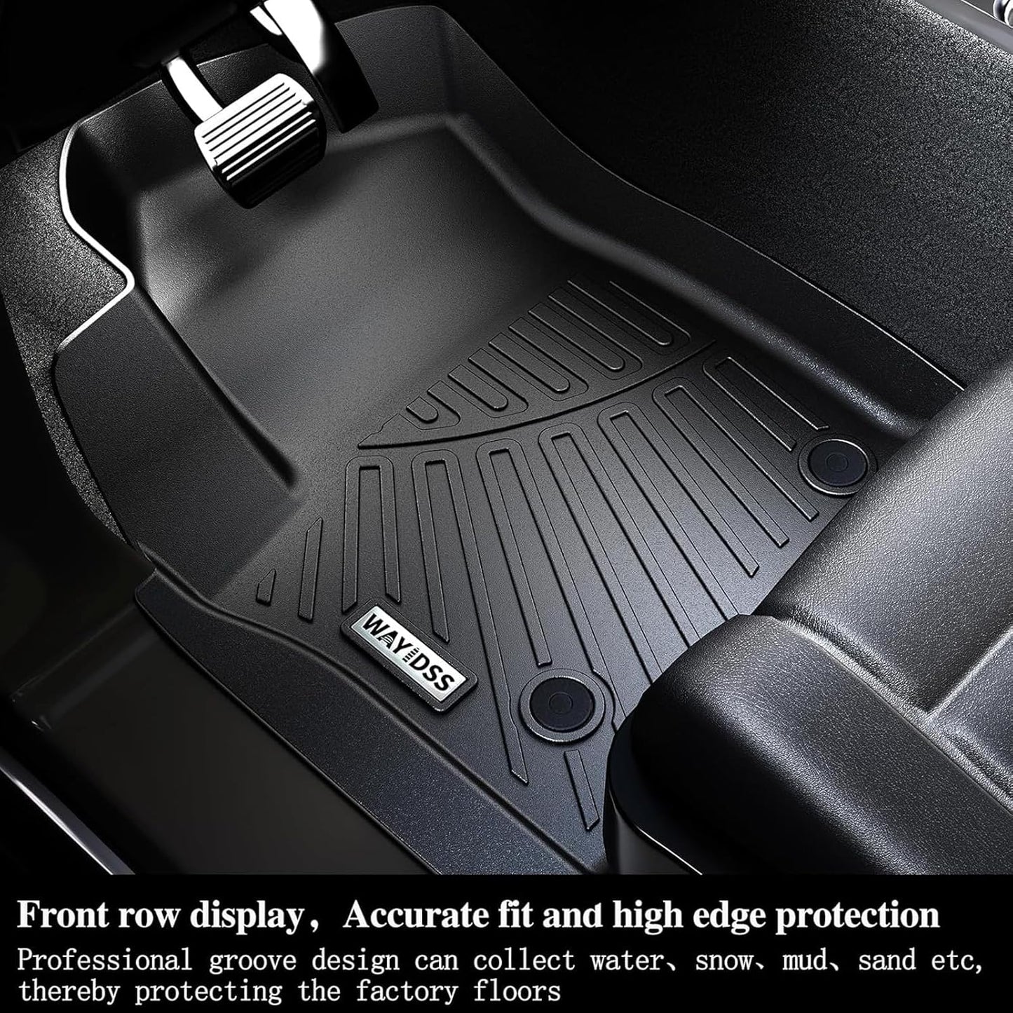 Floor mat for 2017-2024 2025 Chrysler Pacifica Hybrid Touring Models(Non Pinnacle Model) Cargo Mat with Backrest Protection, TPE All Weather Car Floor Liners Cargo Liners Accessories-Black