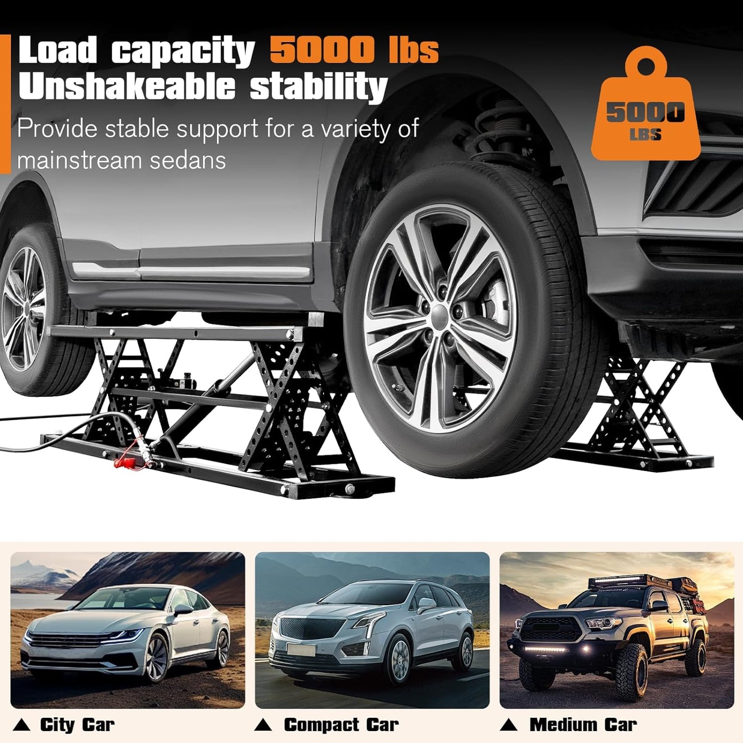 Jocisland Portable Car Lift, Capable of Lifting 5000 LBS Quick Jack with a Maximum Height of 26", Car Lifts for Home Garage and Shop