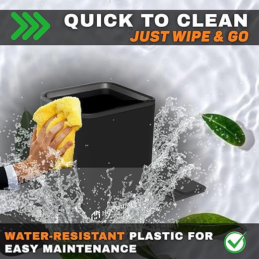 Car Trash Can for Vehicles Leakproof Compact Garbage Bin w/ Stability Flap, Anti-Slip Base, Portable Trash Holder for Cars, Trucks, SUVs, Minivans Compact, Auto Container Organizer (Black, Medium)