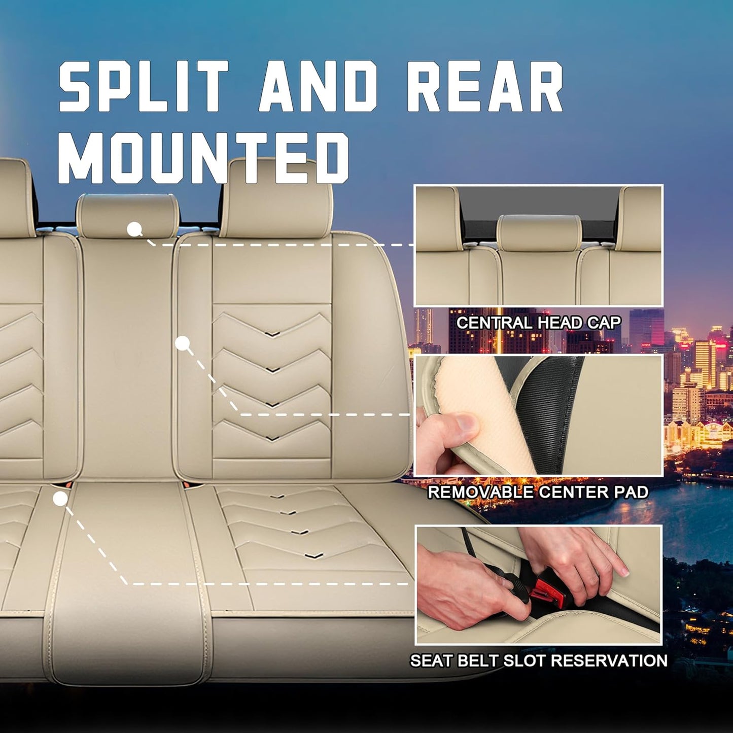 Car Seat Covers for Chrysler Pacifica 2004-2025, Stylish Sport Seat Cover, Premium Nappa Leather Car Seat Cover. Automobile Seat Covers Sets.(Luxury 5 Seats/Beige)