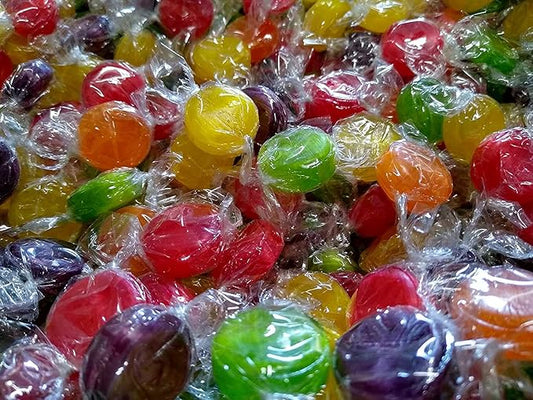 Assorted Fruit Buttons - 2 Pound Bag - Bulk Assorted Candies - Individually Wrapped Candies