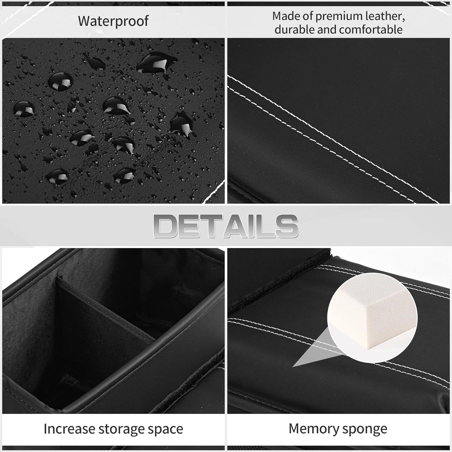 JEYODA Upgraded Car Armrest Cover,Premium Leather Car Armrest Cover Cushion with Storage Holder, Caddy for car (brown)