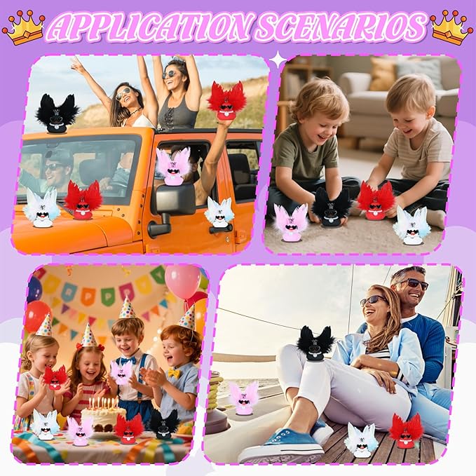 BOZILY Pink Rubber Duck,Rubber Ducks for Ducking, with Crown, Sunglasses, Pink Feather Wings & Pearl Necklace for Car Dashboard Decor, Cute as Car Ornament Gifts