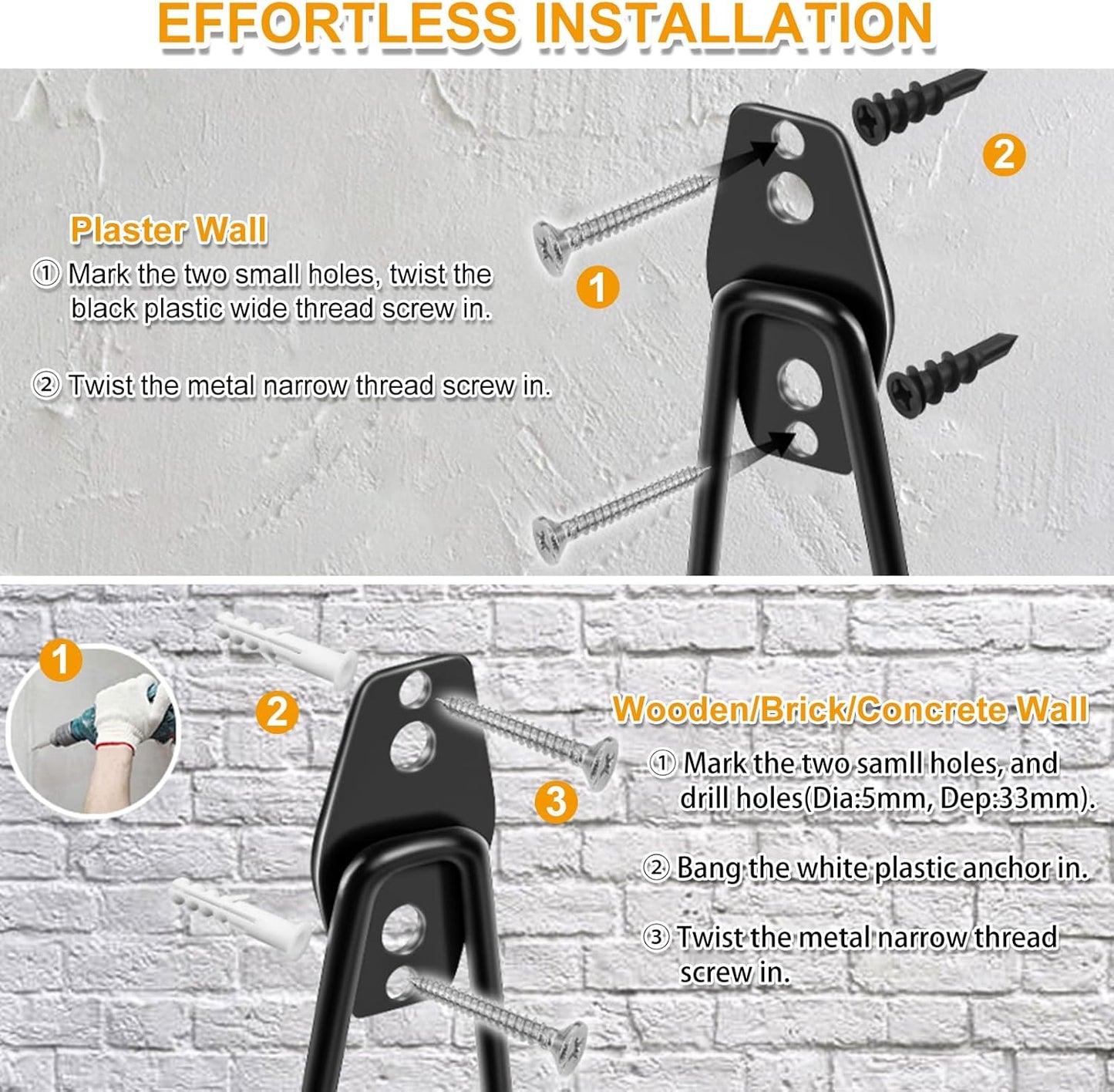 REMIAWY Garage Hooks Heavy Duty, Steel Utility Garage Storage Hook 6 Pack, Wall Mount Double Tool Hangers with Anti-Slip Coating for Hanging and Organizing Ladder Bike, Garden Tools, Bulk Items