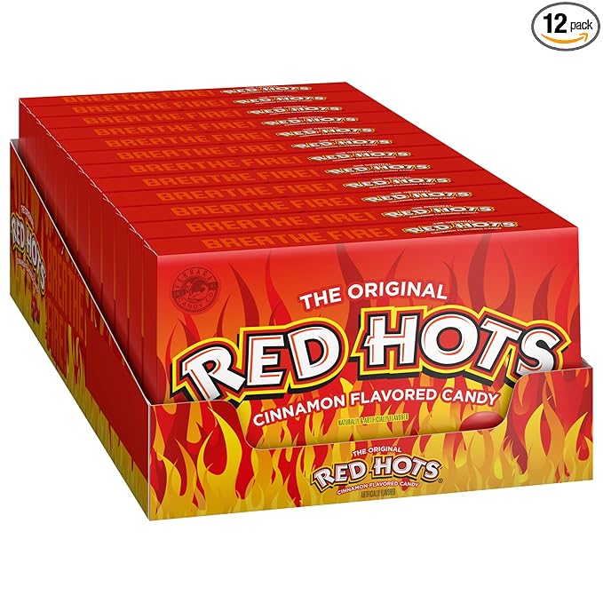 Wonka Red Hots, Cinnamon Flavored Hard Candy, 5.5 Ounce Theater Candy Boxes (Pack of 12)