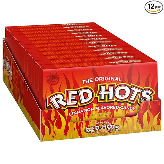 Wonka Red Hots, Cinnamon Flavored Hard Candy, 5.5 Ounce Theater Candy Boxes (Pack of 12)