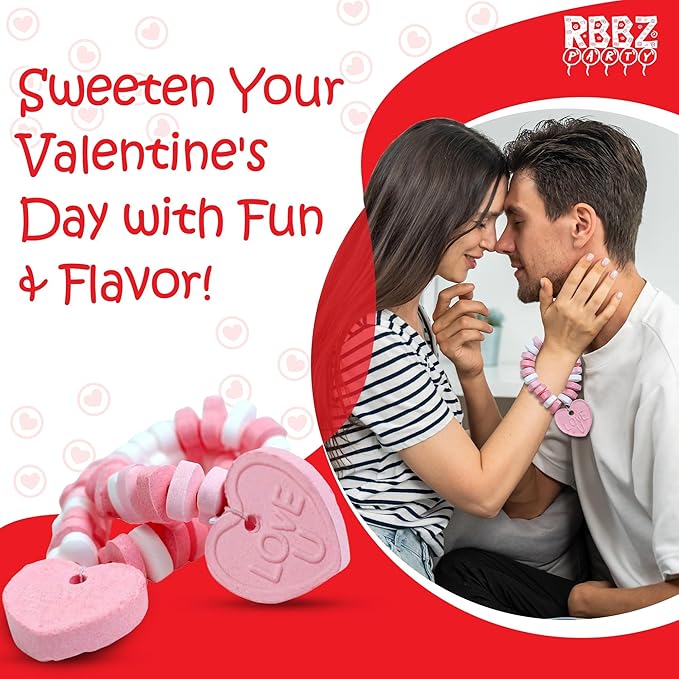 24 Heart Candy Bracelets - 15g Candy Bracelet Individually Wrapped - Heart Shaped Candy - Great for Candy Bags and Party Favors