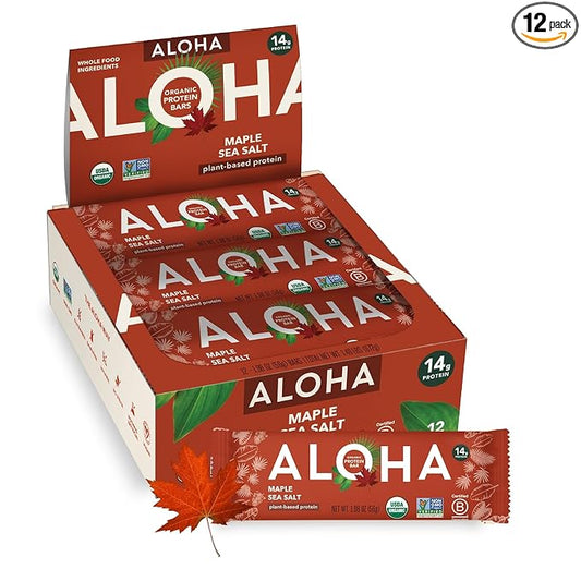 Aloha Organic Maple Sea Salt Protein Bar, 12 ct