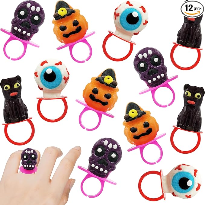 Fruidles Halloween Candy Rings, Hard Candy, Individually Wrapped (12-Pack)