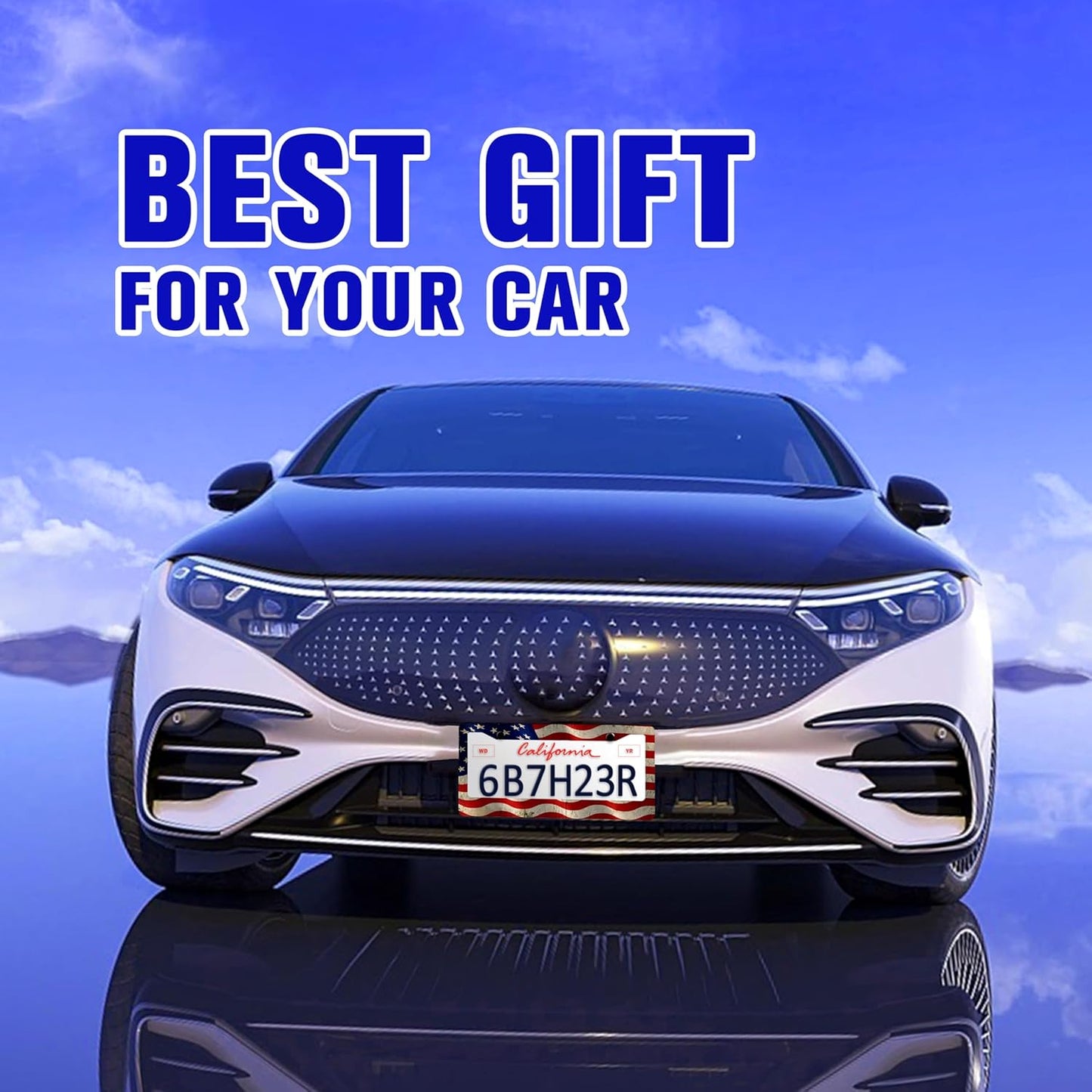 Vintage American Flag License Plate Frame USA Flag Patriotic License Plate Holders Funny Stainless Steel Auto Accessory Bracket 2 Hole with Screws Universal Us Car License Plate Frames 6x12 Inch