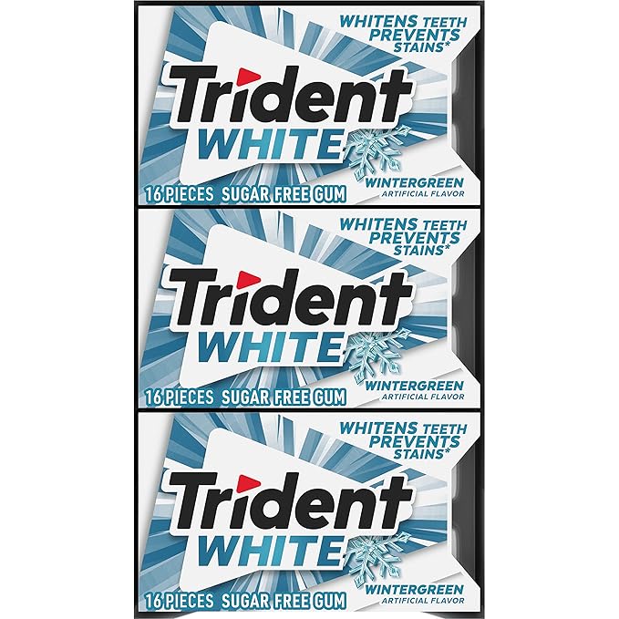 Trident White Wintergreen Sugar-Free Chewing Gum, 9 Packs of 16 Pieces (144 Total Pieces)
