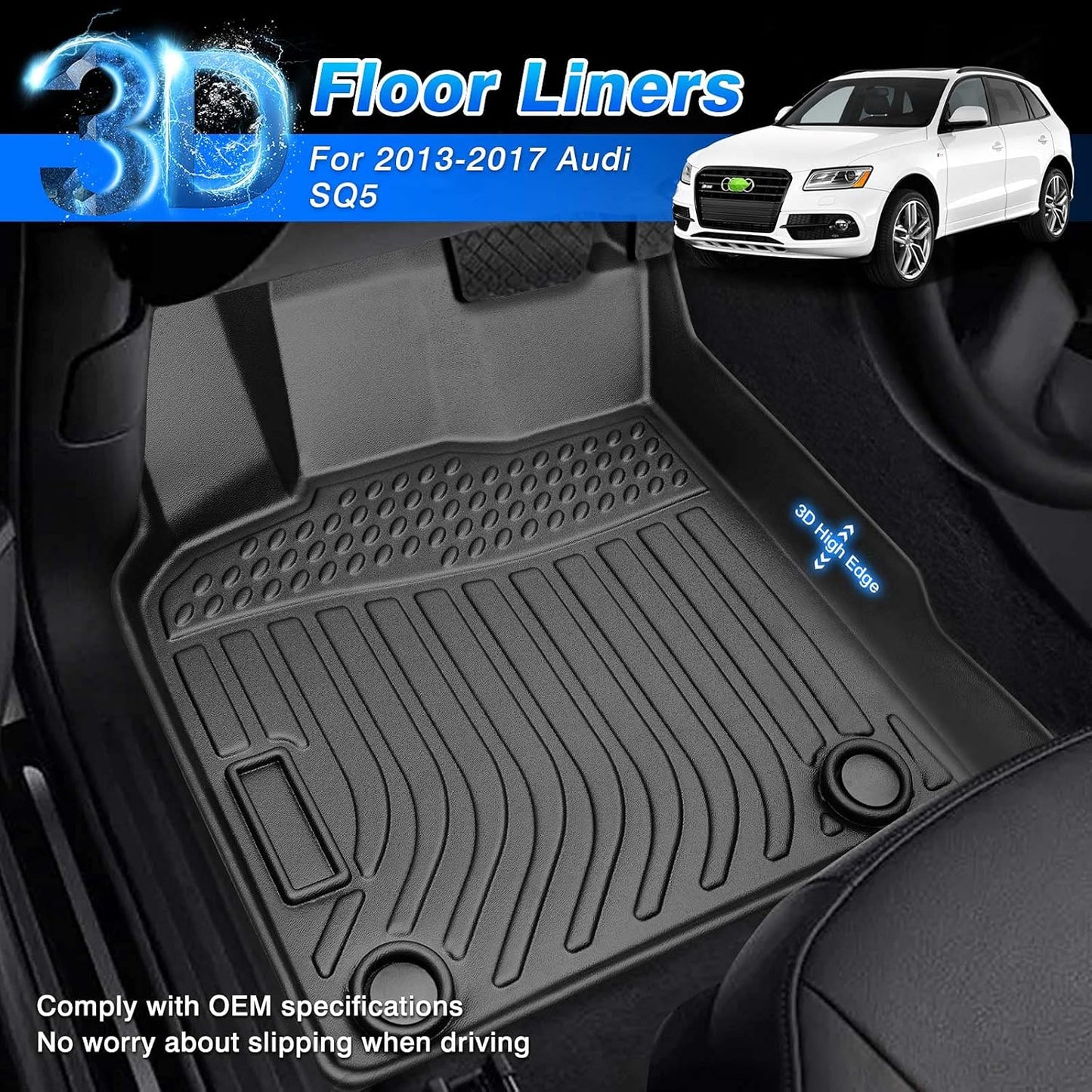 Cartist Floor Mats Fit for Audi Q5 2009-2017/2013-2017 SQ5 Accessories, All Weather Floor Liner for Q5/SQ5 Heavy Duty