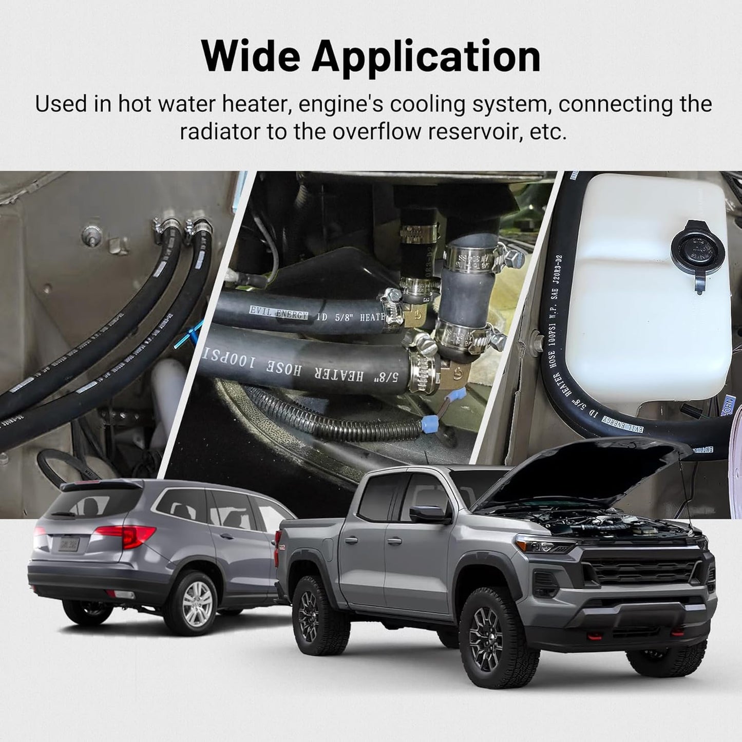 EVIL ENERGY 5/8" Heater Hose Coolant Radiator Straight 100PSI SAE 20R3 10FT Black