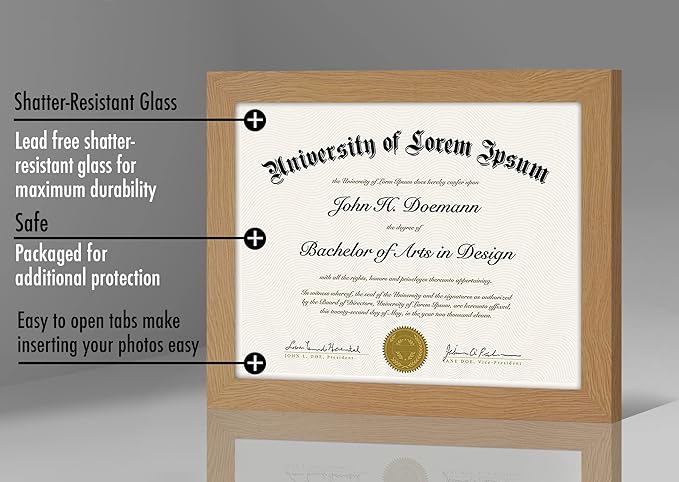 Americanflat 8.5x11 Diploma Frame with Shatter-Resistant Glass - Document Frames with Engineered Wood - Legacy Collection - Certificate Frame for Tabletop and Wall Display - Dark Oak