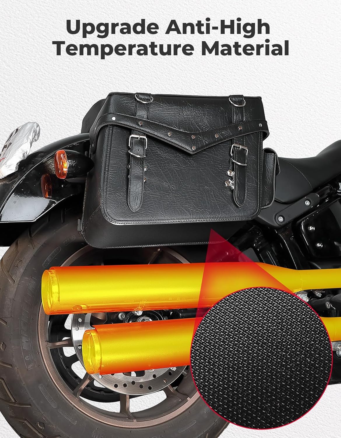 KEMIMOTO Motorcycle Saddlebags Heavy Duty 30L PU Leather Luggage Throw Over Saddle Bags Large Capacity Compatible with Sportster Softail Dyna Road King V-star Shadow