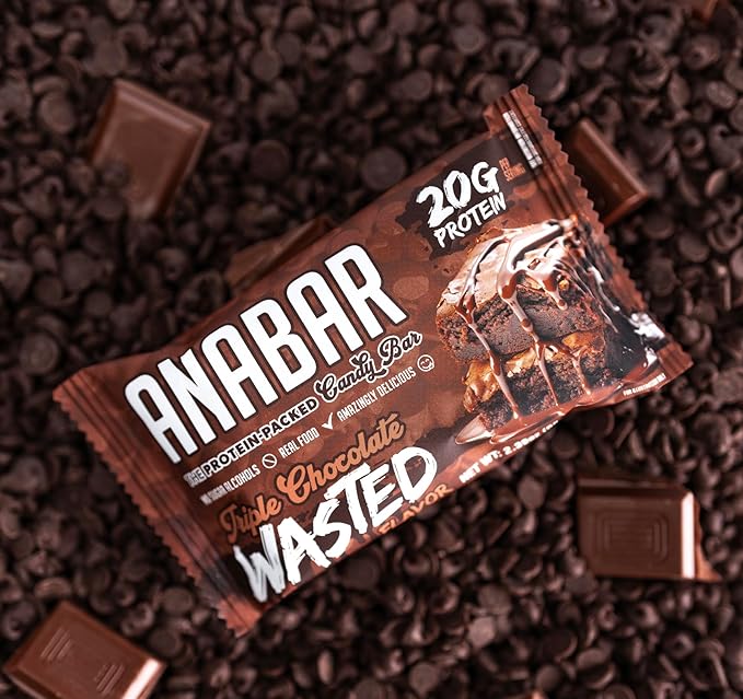Anabar Protein Bar, Triple Chocolate Wasted, The Protein-Packed Candy Bar, No Sugar Alcohols, High Protein, Amazingly Delicious, 20 Grams of Protein (12 Bars, Triple Chocolate Wasted)