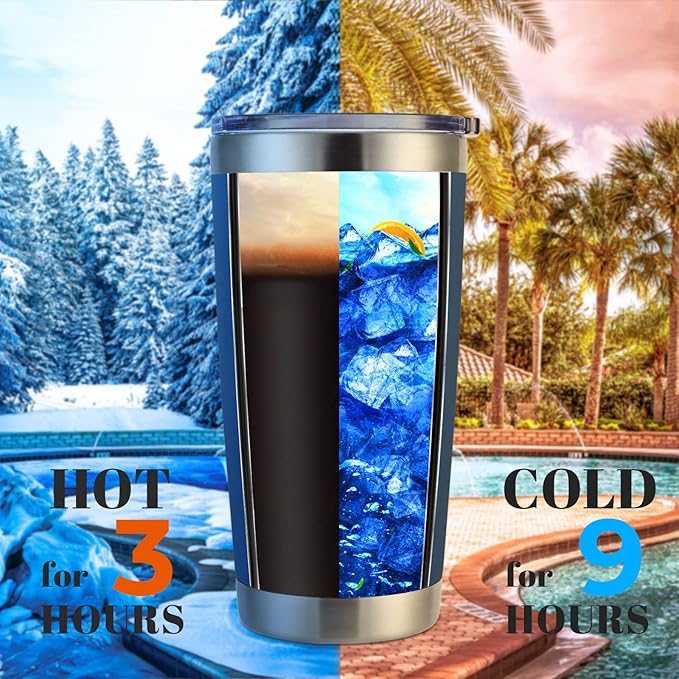 DOMICARE 20oz Stainless Steel Tumbler Bulk with Lid, Double Wall Vacuum Insulated Travel Mug, Powder Coated Coffee Cup, Dark blue, 4 Pack